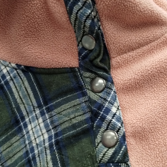Entro Peach Fleece Pullover Sweater with Green Plaid Accents Cabincore Size M - Picture 14 of 16